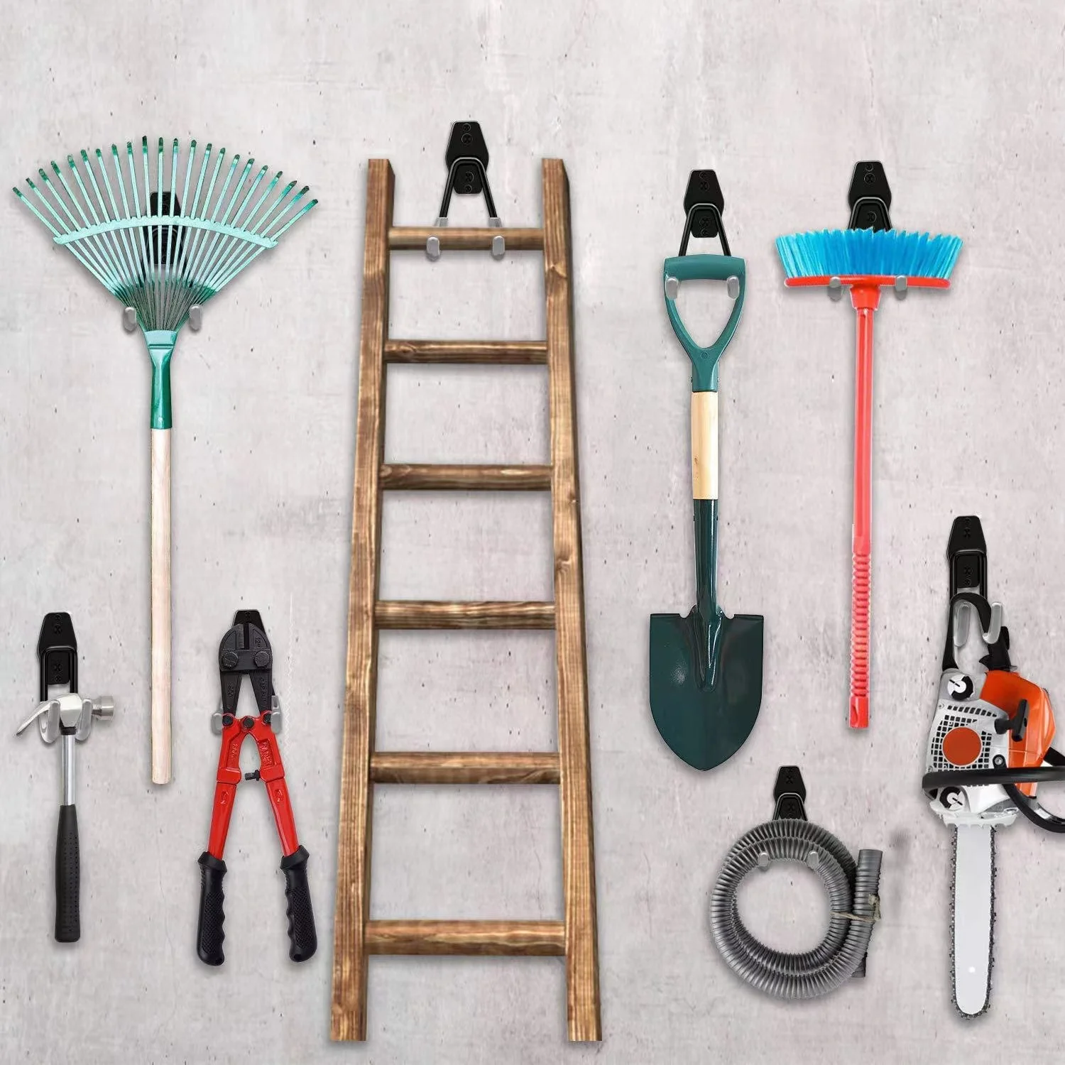 Multi Color Utility Tool Organiser Anti-Slip With Rubber Lawn Equipment Wall Hangers Cork Board Garage Hooks