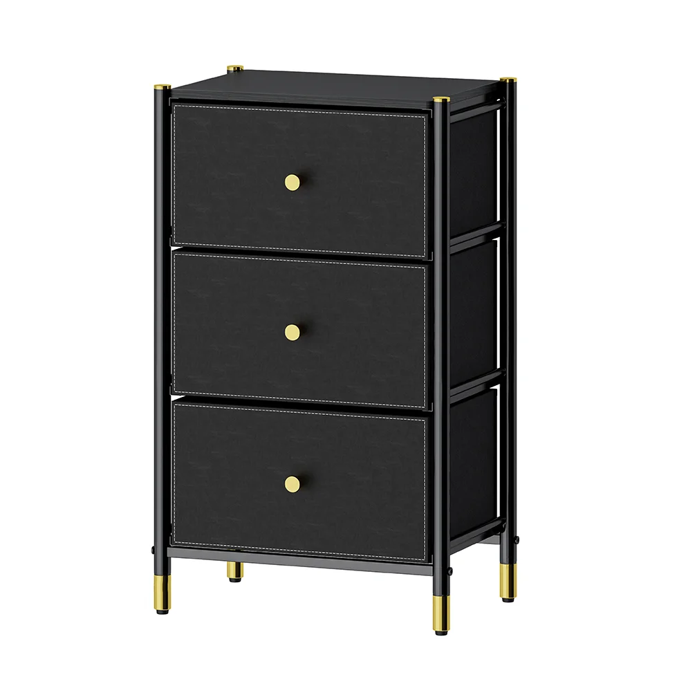 black and gold storage chest of 3 drawers dresser and nightstand set bedroom furniture