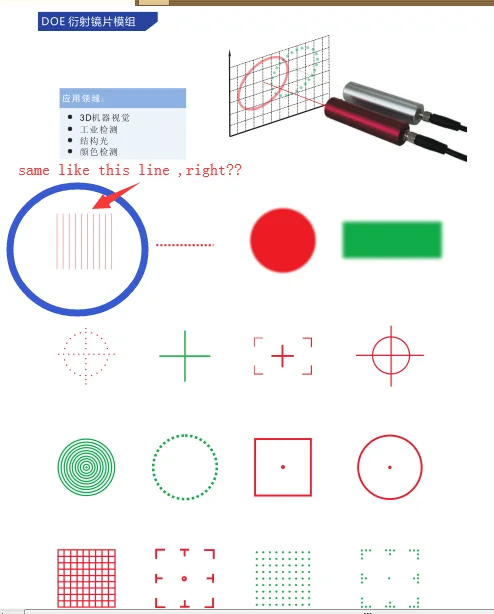 DOE Machine Vision Laser Diode Module Red Green Square laser multi lines Laser Module