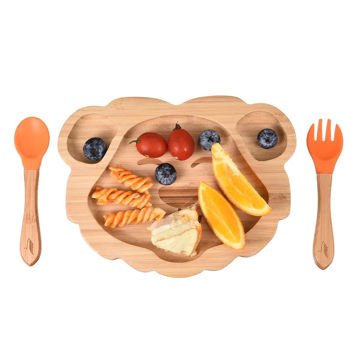 100% Natural Wooden Baby Dinner Plate Baby Bamboo Suction Plate Eco Friendly Lovely Bamboo Animal Baby Plate