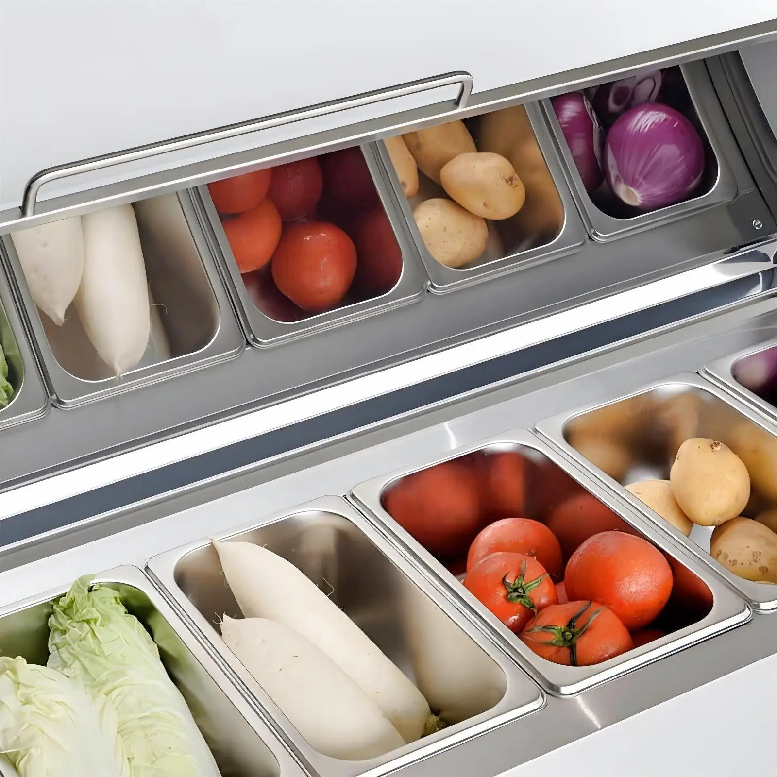 Single-Temperature 4-Door Salad Pizza Counter Refrigerator/Chiller/Freezer for Bar & Kitchen Display Cooling Cooler