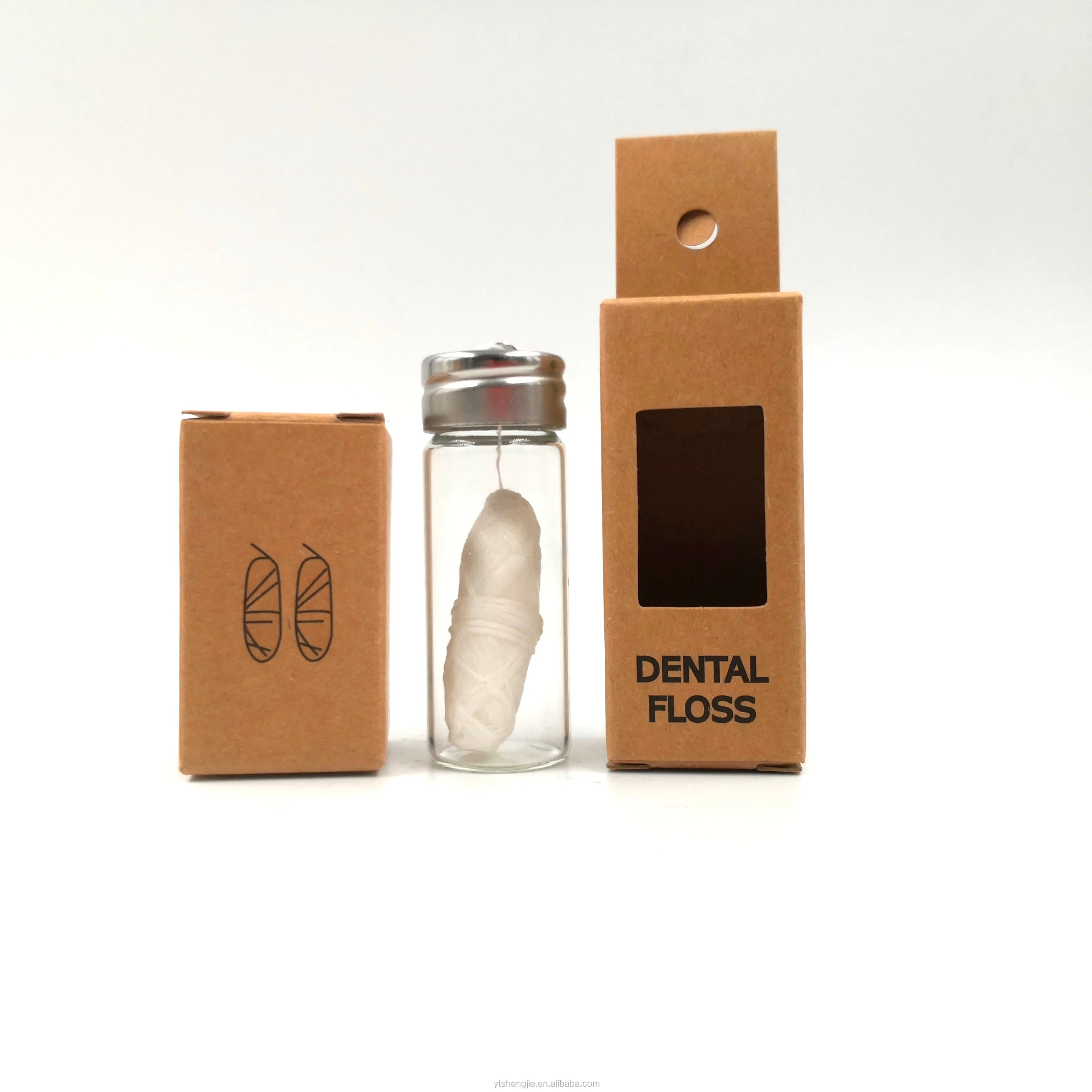 Natural 30 meters bamboo charcoal teeth floss in biodegradable container high quality dental