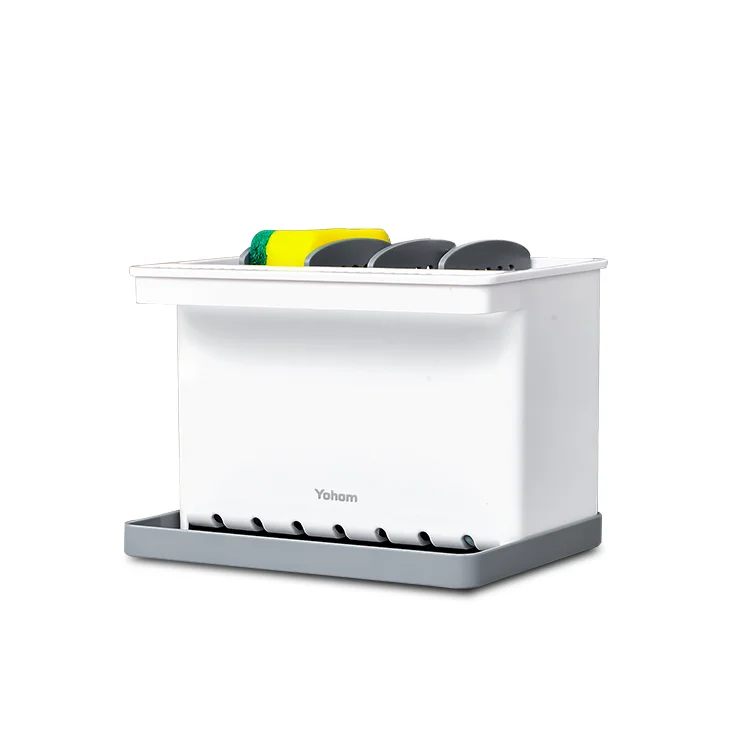 kitchen accessories plastic ABS sink caddy storage organizer soap dispenser sponge holder brush and Dish Cloth Hanger rack