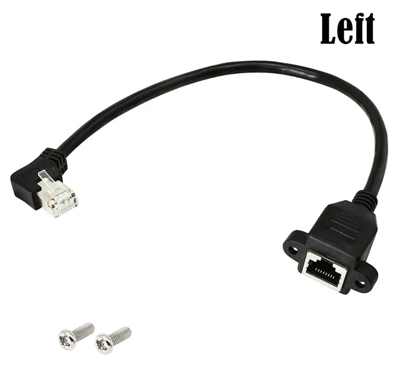 Wholesale Black 30cm Short RJ45 Male to Female Screw panel mount Ethernet LAN Cat5 Network extension Cable