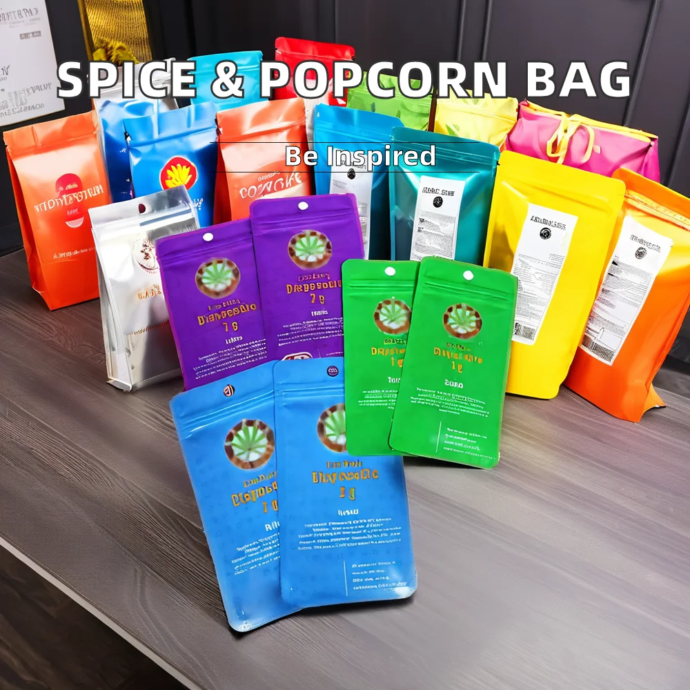 Custom Logo Printed Doy Pack Bag Mylar Printed Packing Pouch for Food for Spices and Popcorn Packaging