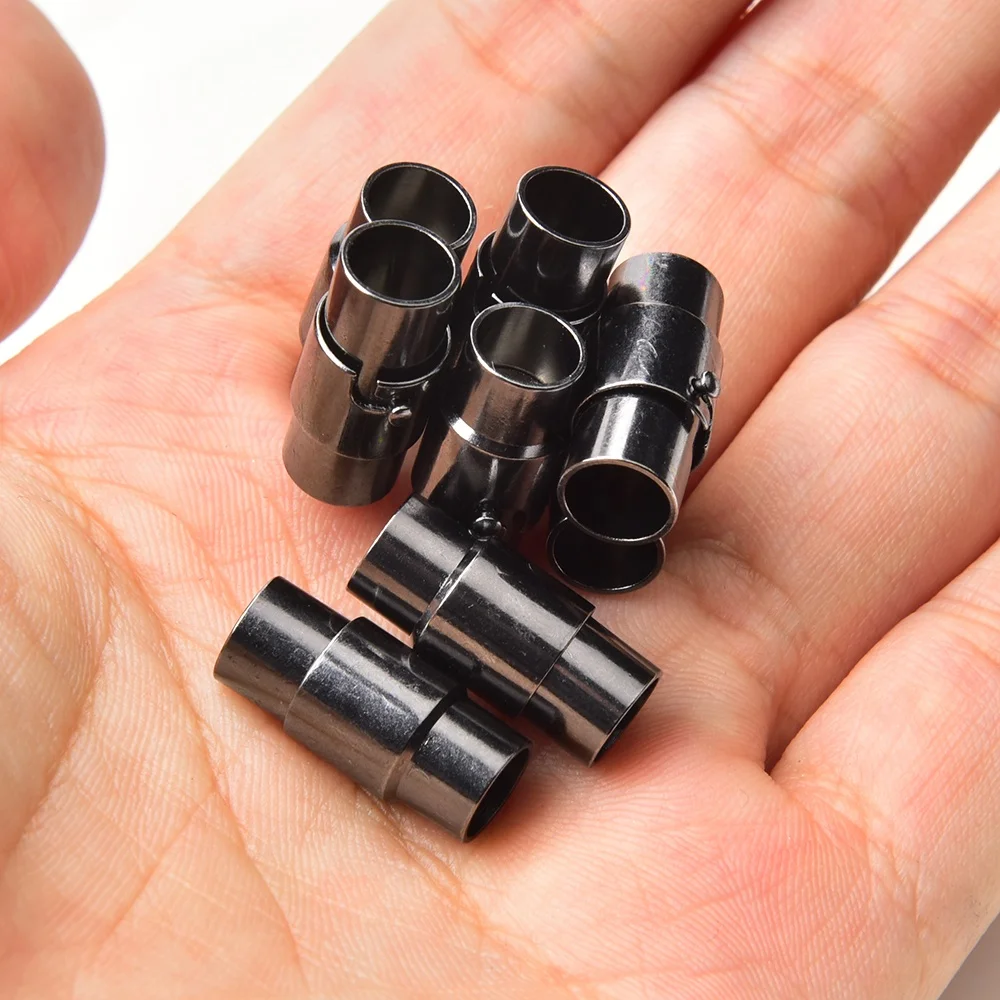 6mm Magnetic Metal End Tips Caps Rhinestone Rope Leather Bracelet Clasp Necklace Connectors Diy Jewelry Accessories