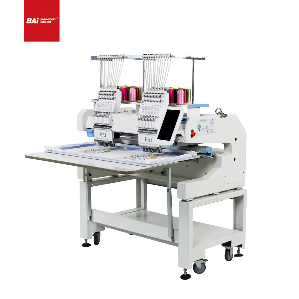 
BAI high effciency two heads double head hat t-shirt flat embroidery machine price 