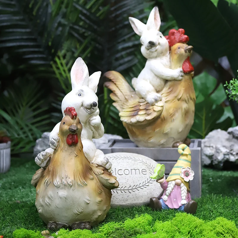 Redeco New Arrival Wholesale Garden Rabbit Statue Magnesia Crafts  Easter Bunny Magnesium oxide Crafts