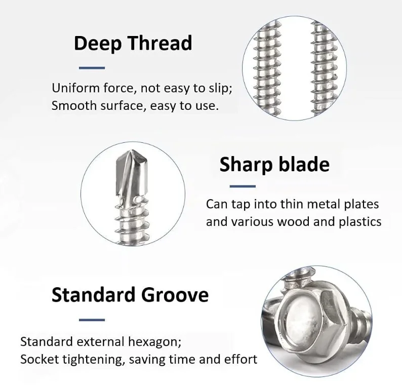 M4.2 M4.8 M5.5 M6.3 Stainless Steel 410 Hexagon Washer Head Self Drilling Screw