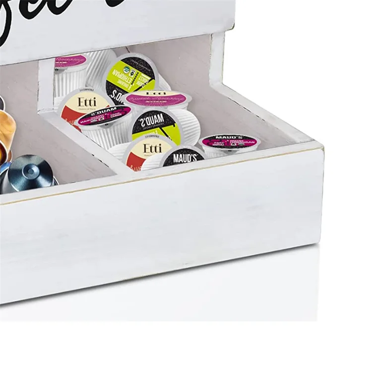 Rustic tea bags sugar packet holder caddy white wood coffee station organizer