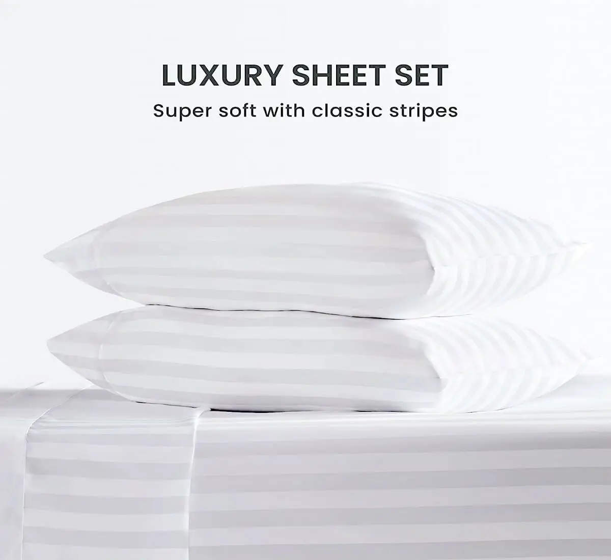 New Style Winter Bedding Sets 1800 Thread Count 1Cm Sateen Stripe 100% Polyester Bedsheet Fitted Sheet Set