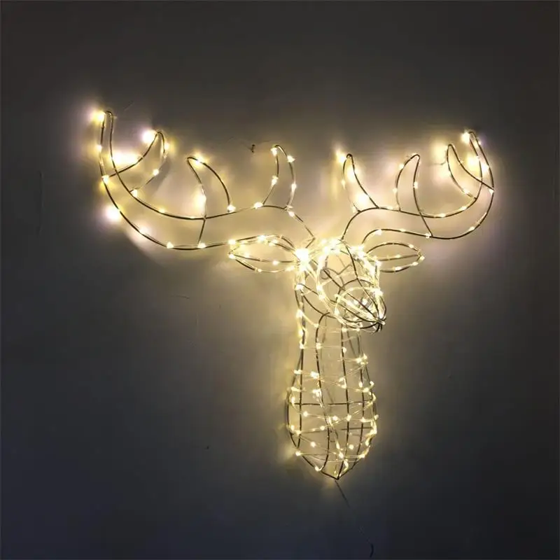 2024 Best Selling Outdoor Xmas Decor  Deer Head Lights Reindeer Led Outdoor