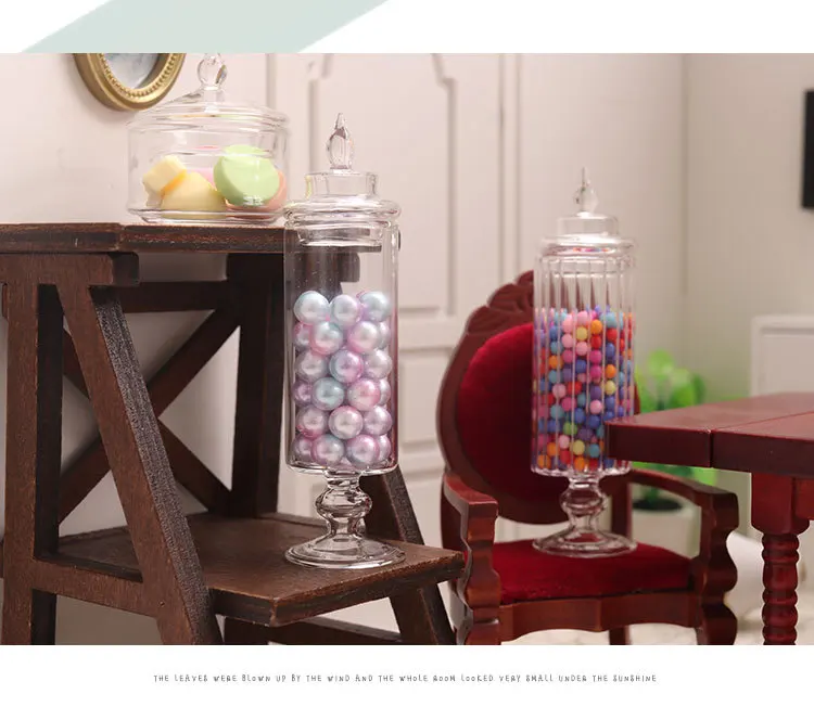 new arrival dollhouse accessories miniature mini empty glass candy jar sugar  pot biscuit jar can for bjd dolls and doll house