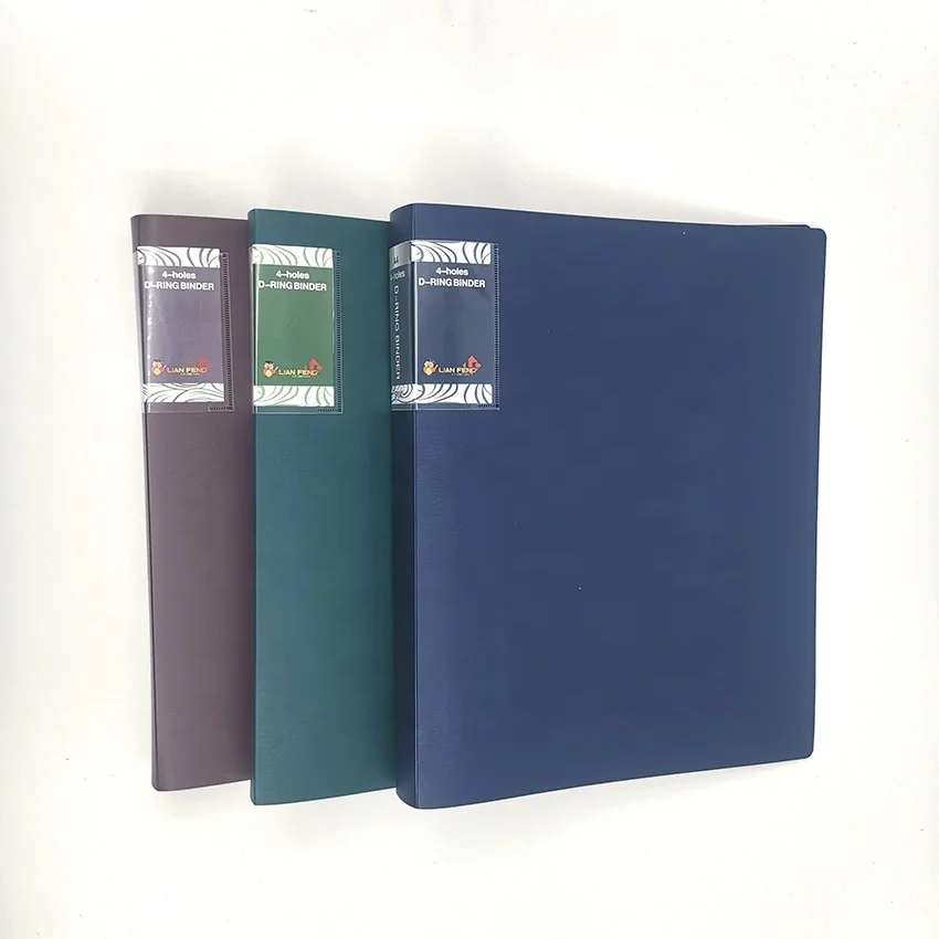 Good quality PP plastic a4 paper 4-holes D-RING binder punch folder with card bag