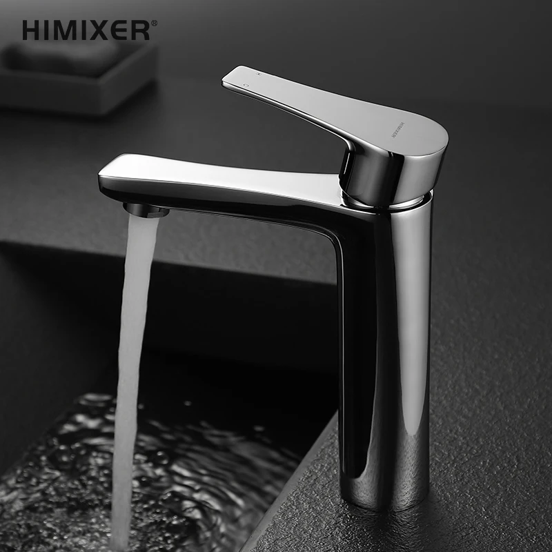 
HIMXER RTS small MOQ customization Single Handle Brass Bathroom Faucet Chrome Wash basin faucets 