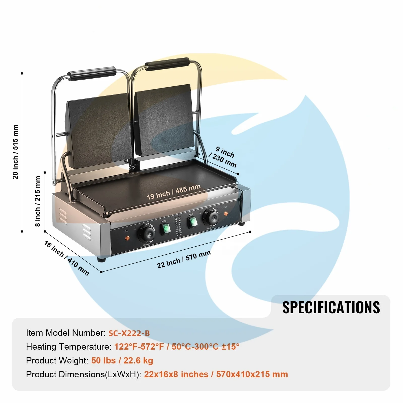 Non Stick Surface Electric Contact Maker for Restaurant Cafe Commercial Sandwich Press Countertop Panini Grill
