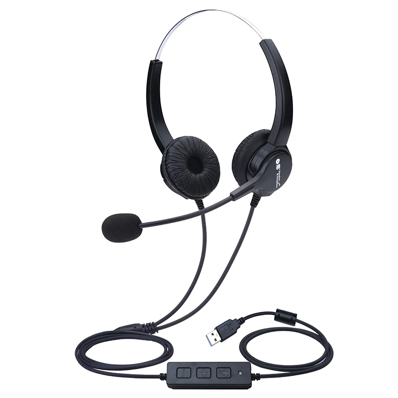 
Dh635d dual ear microphone used in call center computer noise reduction USB headset with sound card 