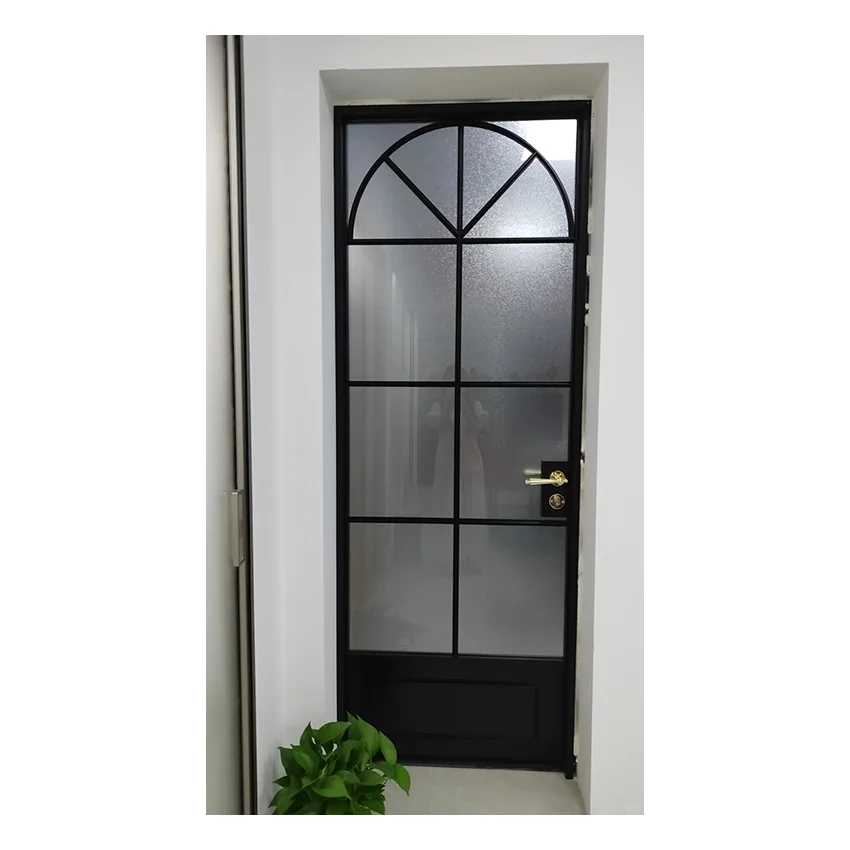 Full-view Aluminum Storm Door Matte Aluminum Alloy Glass Exterior Door Soundproof Aluminum Casement For Apartment