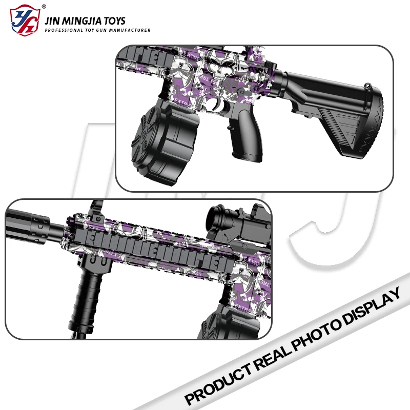 HK416 M416 Gel Ball Blaster Electric Toy Gun Manual Automatic Dual Mode Large Capacity with Drum and Clip 7-8mm Water Beads CS