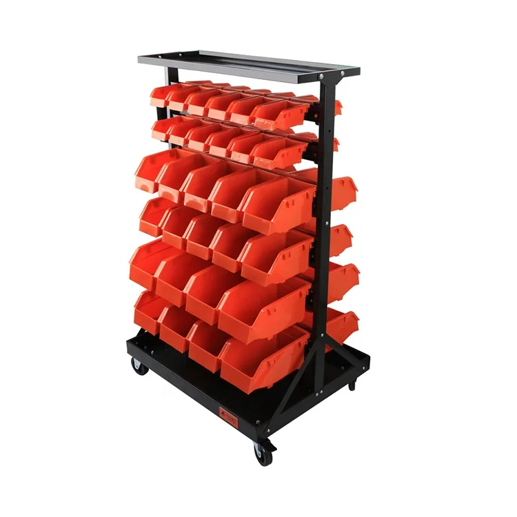 
KAFUWELL PK3489P Spare Parts Organizer Storage 60PCS Plastic tool parts box Stackable back hanging plastic storage bin for Parts 