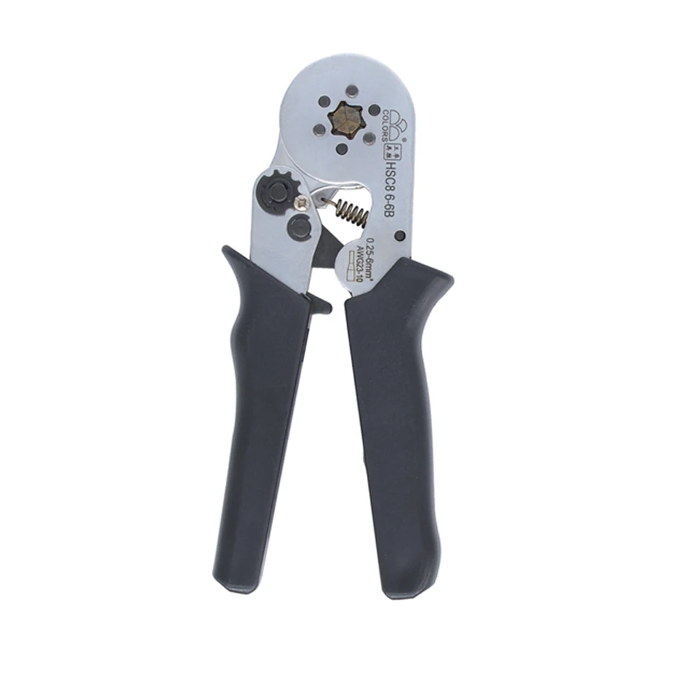 HSC8 6-6 hexagon round nose 0.25-6mm2 24-10 AWG Crimper Tools self-adjustable tubular Terminal Block Crimping pliers