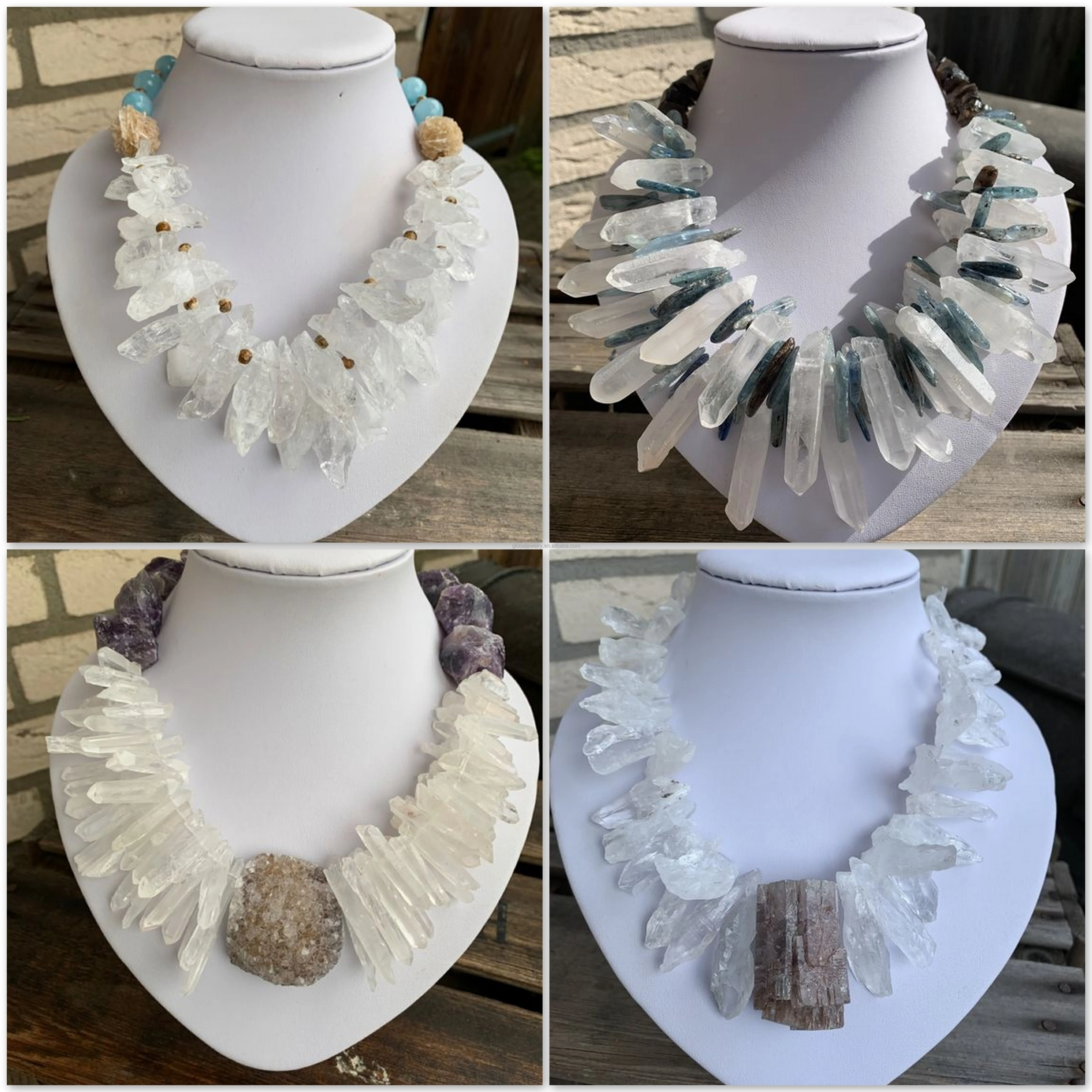 Triangle Quartz Agate Druzy Stone necklace