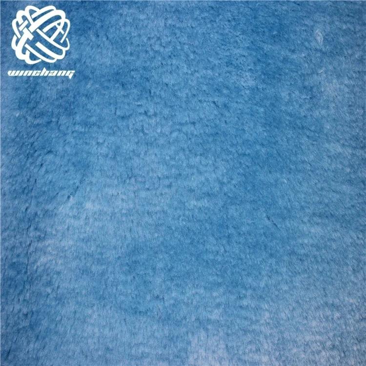 Faux Fur Fabric Wholesale Design Fabric Shearling 10mm Soft Blue Boa Faux Fur Short Pile Plush Fabric