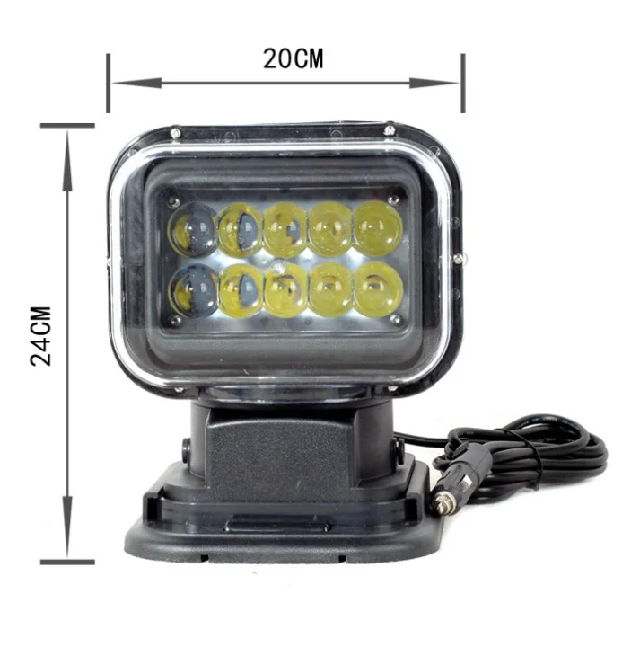 50W LED Search Light 360 Degree LED Rotating Remote Control Work Light with Magnetic Base for SUV Boat Home Security Protection