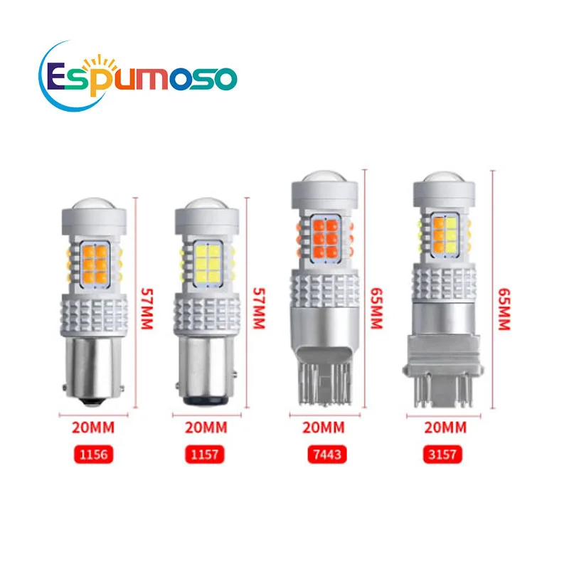 1156 1157 BAY15D T20 T25 30 SMD 3030 Led Dual Color Rear Reverse Bulbs Tail Brake lights Parking Bulbs 12V BA15S BAU15S