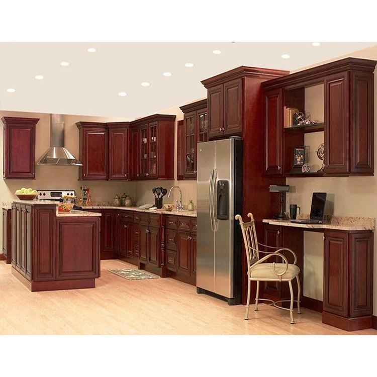 Classic solid wood cupboard cabinets sets design customized european style small rosewood kitchen cabinet