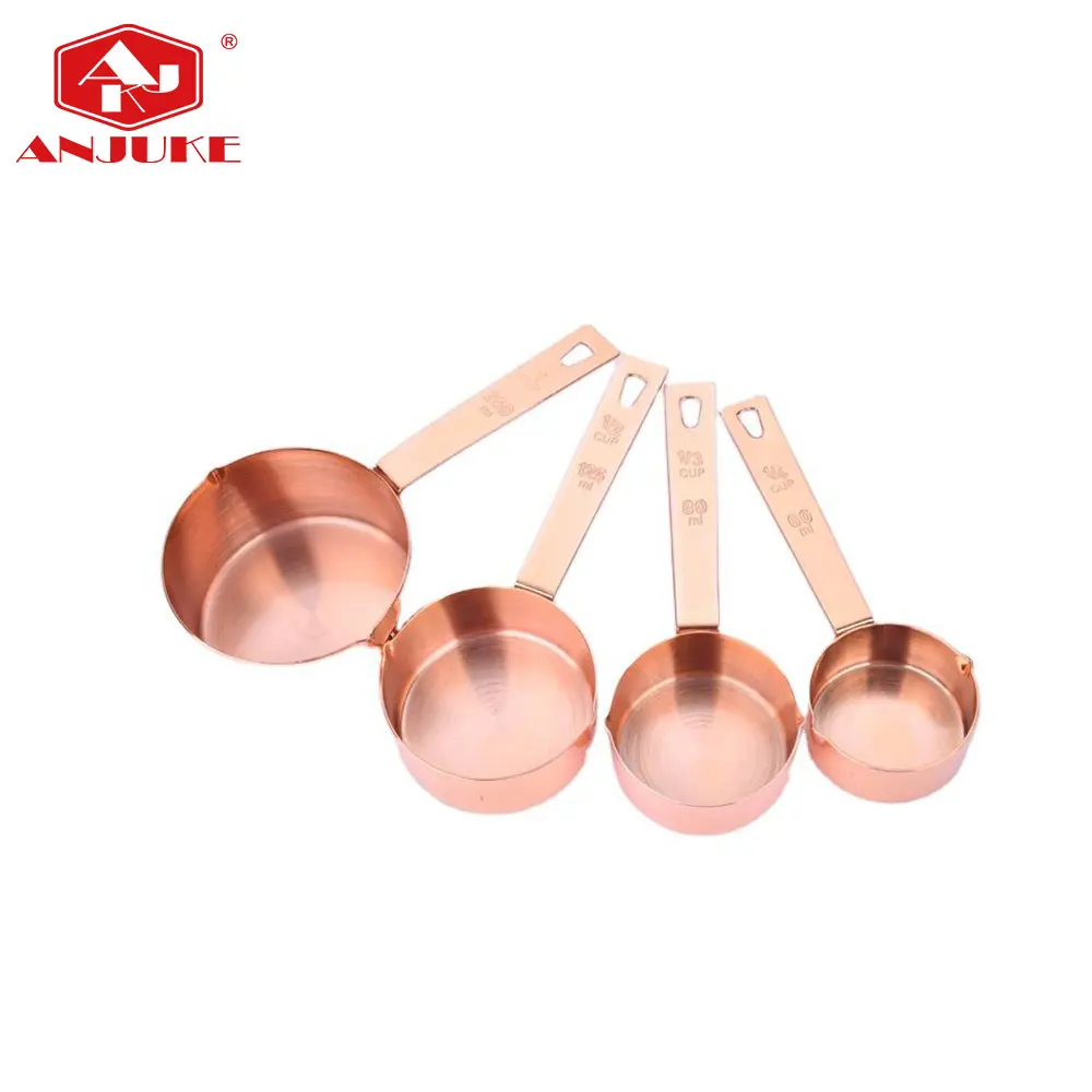 ANJUKE Hot Sale Durable Stainless steel Rose gold measuring cups set for kitchen or DIY Baking