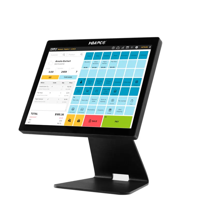 HBAPOS Q2 Best Pos System for Retail 15 Inch Dual Touch Screen