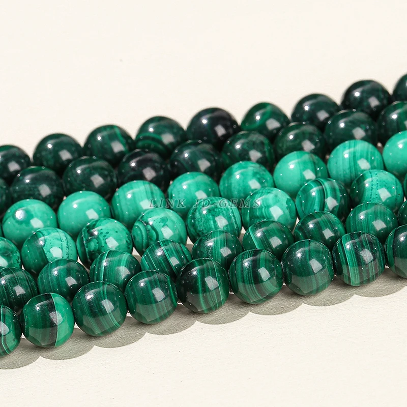 Wholesale 4-12mm Natural Genuine Stone Beads Green Malachite Round Peacock Gemstone Loose Beads For Jewelry Making