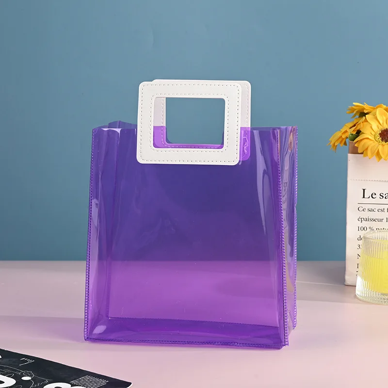 Wholesale Neon PVC Transparent Plastic Tote Bag Celebrity Gift Bag Wedding Candy Gift Bag