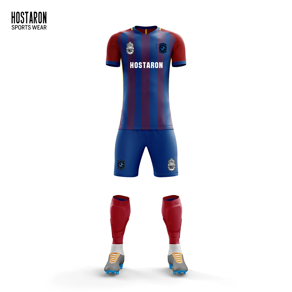 HOSTARON Sublimation Football Kit With Accessories Football Shirt Maker Cheap Sports T Shirt Custom Design Soccer Jersey Uniform