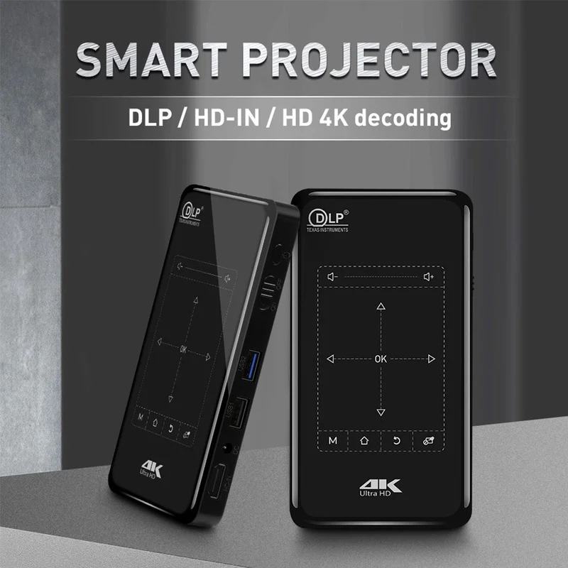 DLP P09-II Mini Portable mini Projector Home Cinema Support 4K Decoding WiFi Miracast Airplay