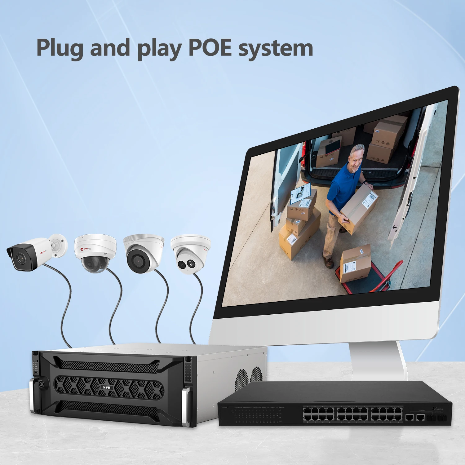 Anpviz Enterprise 12Mp NVR POE 256Channels 24SATA Interfaces 240TB Storage 24/7 Recording AI Motion Detection H265+ Smart Replay