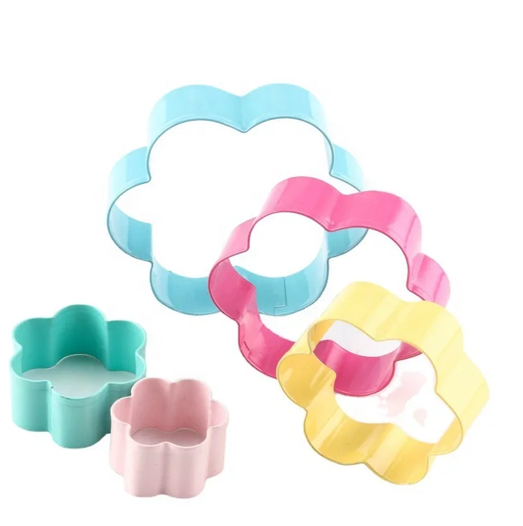 5pcs flower star heart blossom cute animals shaped stainless steel high quality non stick colorful cookie cutter cake tools