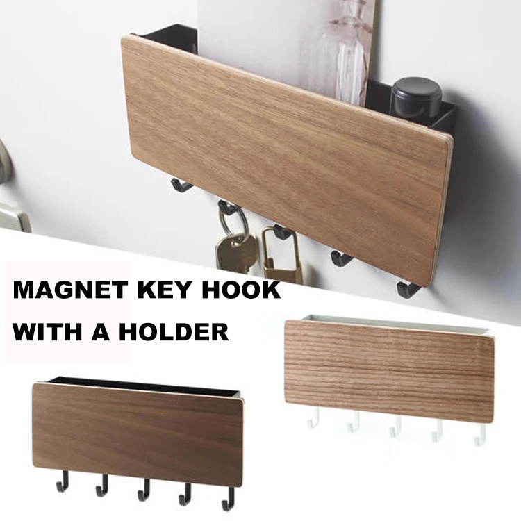 
Home Decor 5 Hooks Key Magazine Book Storage Box Hanger Picture Organizer Shelf Bedroom Plastic Coat Wall Wooden Hooks 