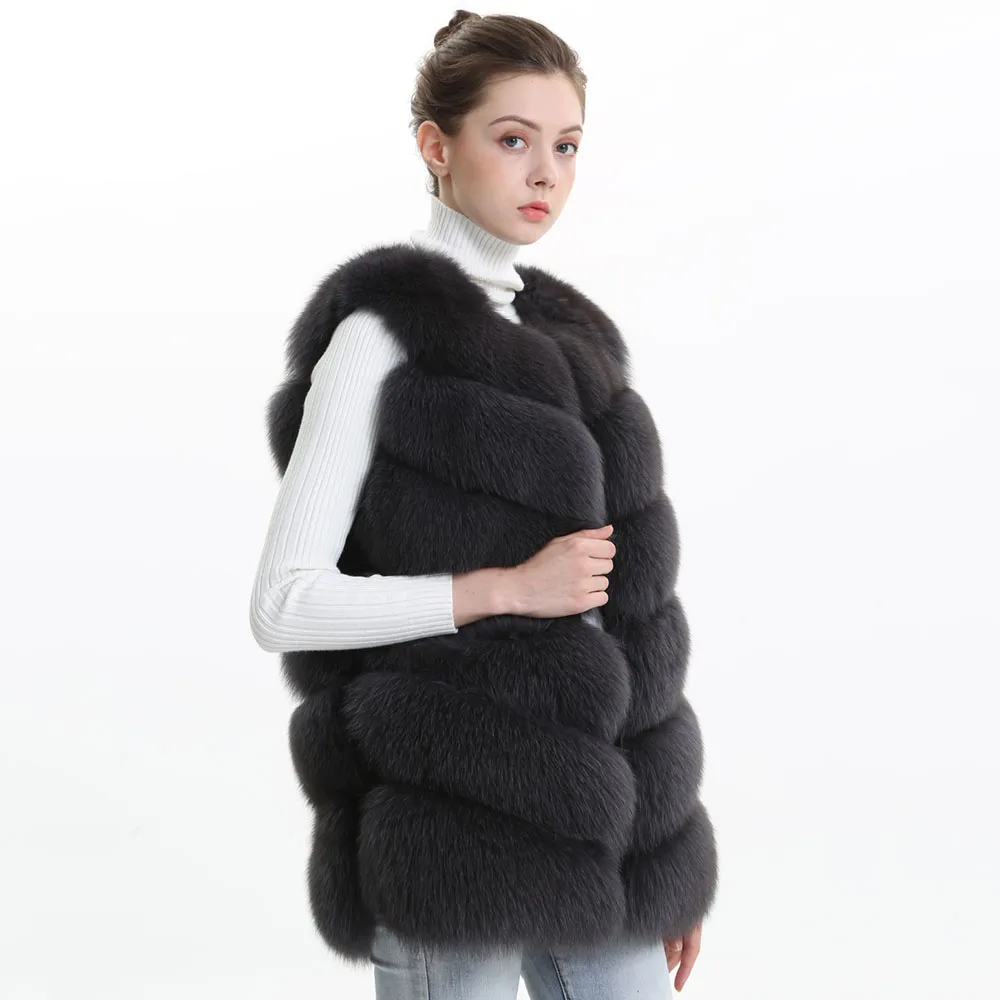 Chinese Top Quality Fur Vest Supplier Russian Style Vest Winter Fox Long Fur Vest