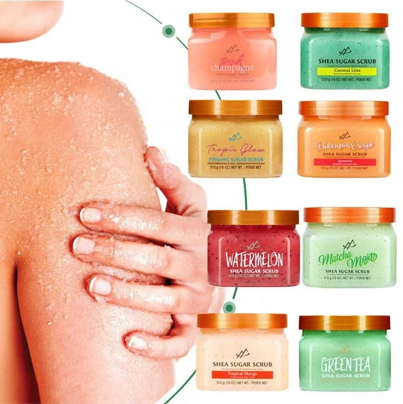 Remove Dead Skin Organic Natural Scrub Shea Butter Sugar Body Mens Face Care wholesale Vegan Fruit products body scrub