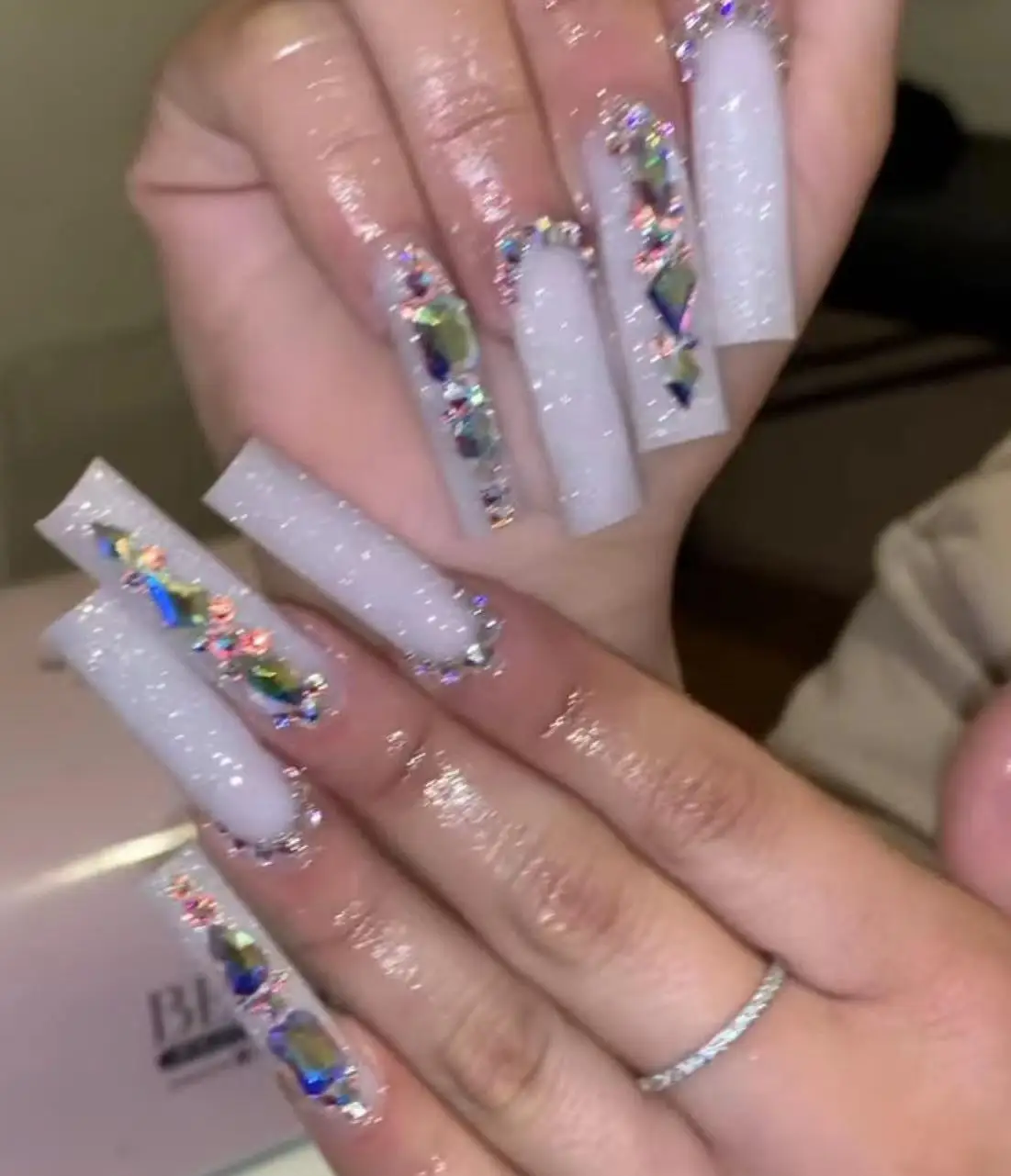 Funky long ballet long finished ready to ship press on nails in packaging 10 pcs in one