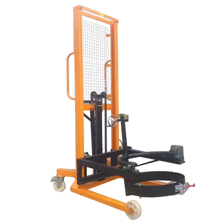 oil drum lifting stacker metal steel iron drum clip-on plastic barrel dumper forklift truck