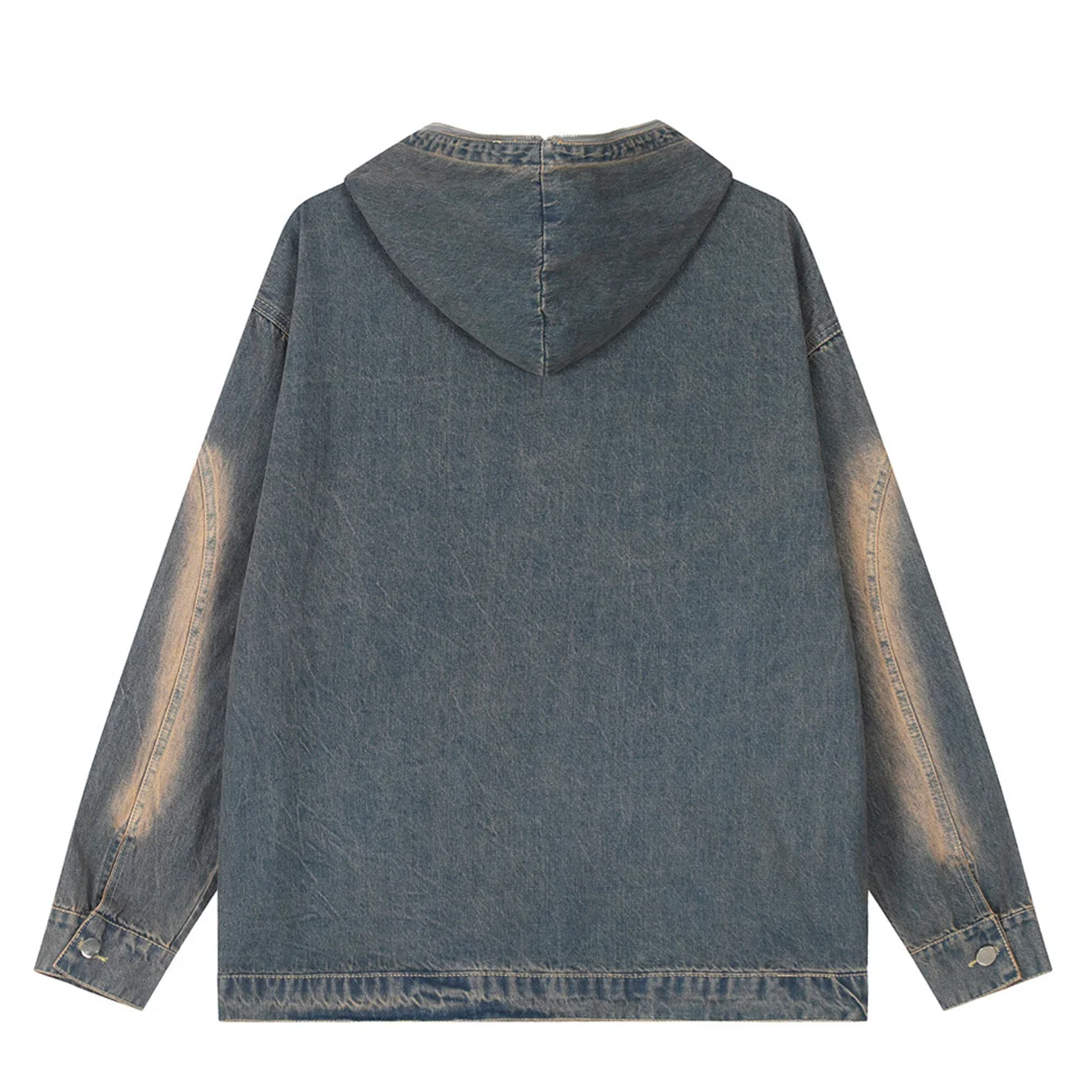 Men Spray Painted Pullover Denim Jacket Half Zipper Hooded Sweatshirt Mens Hip Hop Sweatshirts Spray Paint Hoodies Customized