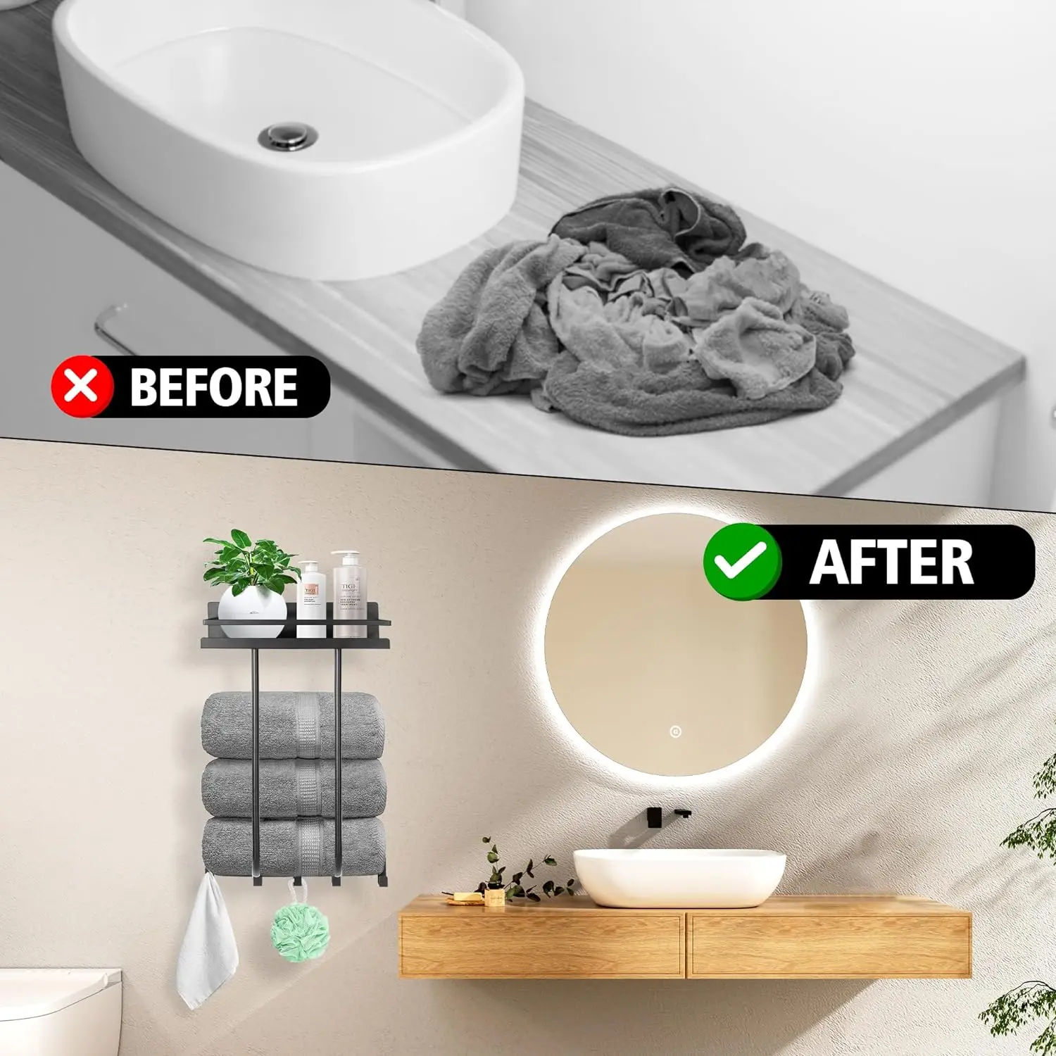 Sopewod Smart Bath Holders Bathroom Storage Shelves for Living Room Towel Rack & Storage Rack