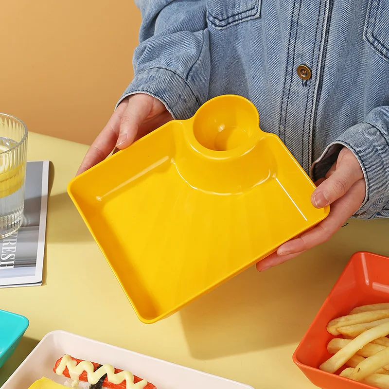 PP thick plastic tray sauce integrated sushi fried chicken dumpling restaurant dipping plate square