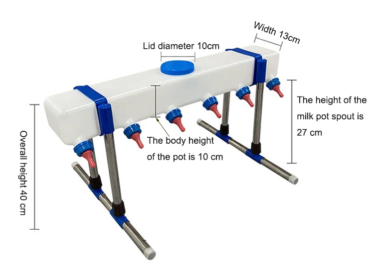 Animal Feeders Single Side 6 Nipple Teats Automatic Piglet Lamb Milk Feeder