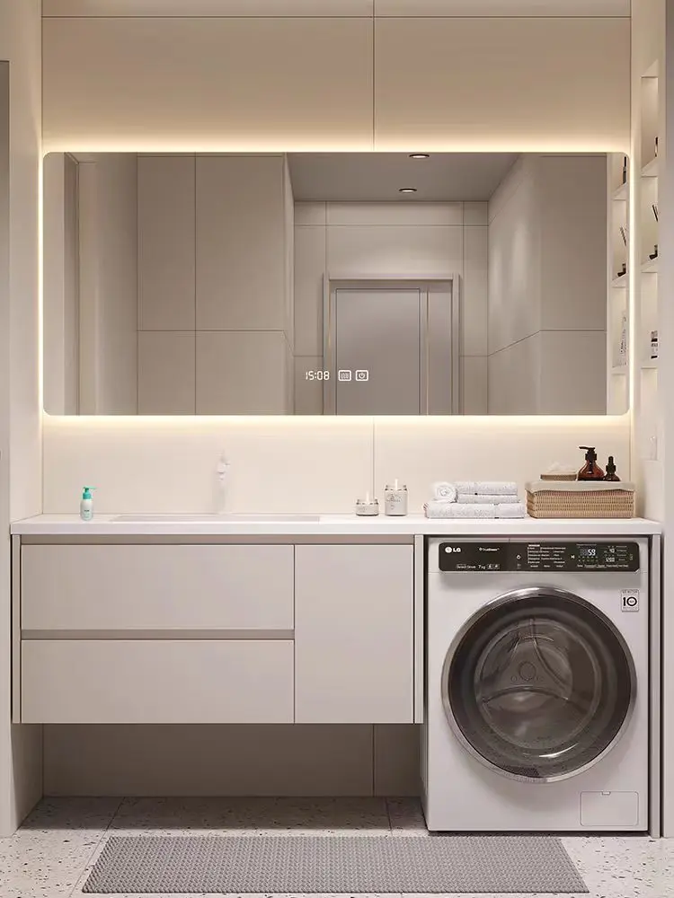 Waterproof bathroom washbasin balcony drum washing machine integrated cabinet laundry sink furniture sets