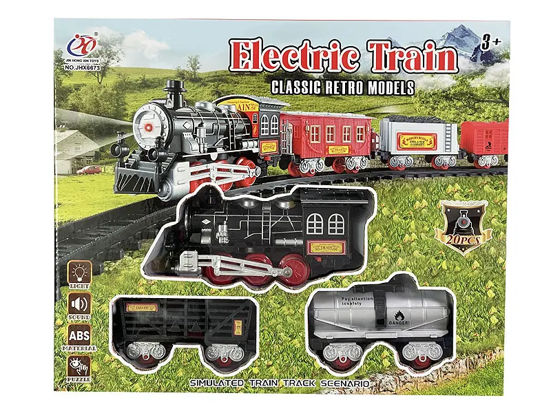 Jinming New Design class retro toys models electric rail train set with music and light