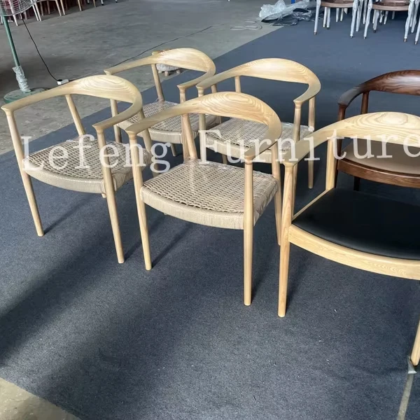 Factory Nordic Style Modern Living Room Outdoor Dining Room Furniture Wooden Rattan Dining Armchair Solid Wood Leisure Chair